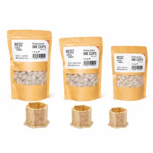redz-biodegradable-ink-cups-large,-medium,-small, packaging and contents